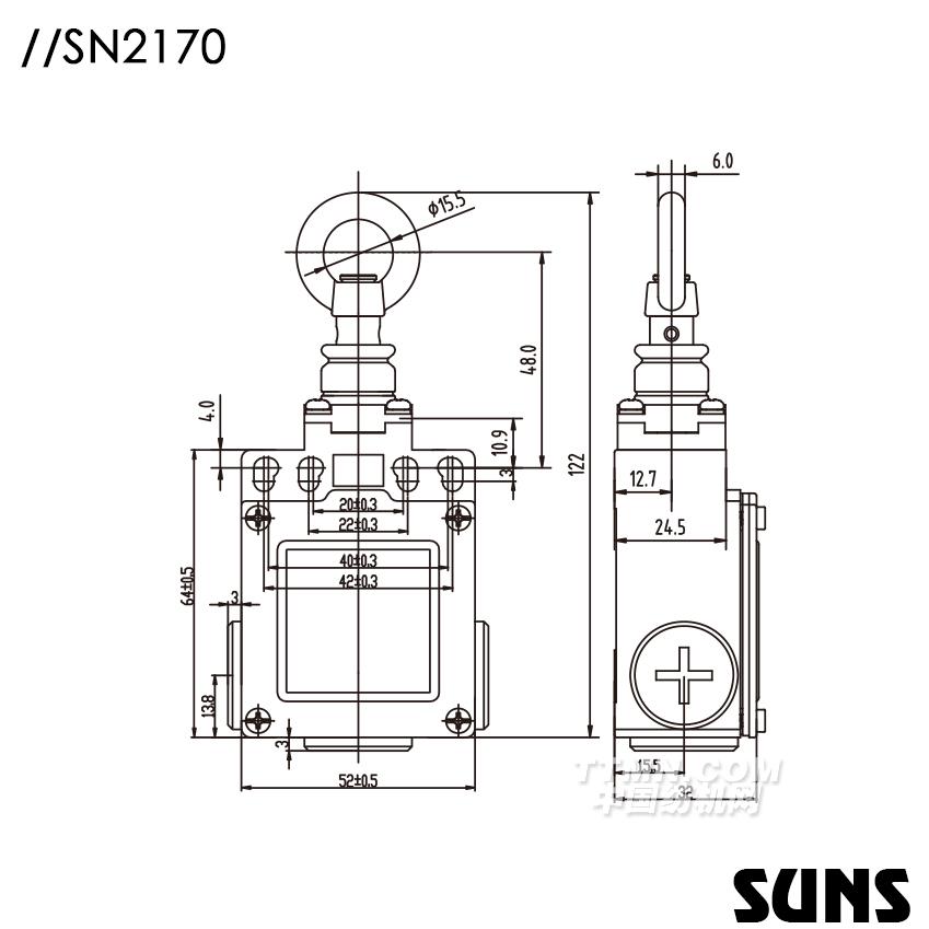 SUNS美國三實自復位拉繩開關SN2170安全拉繩開關 單向動作式拉繩開關